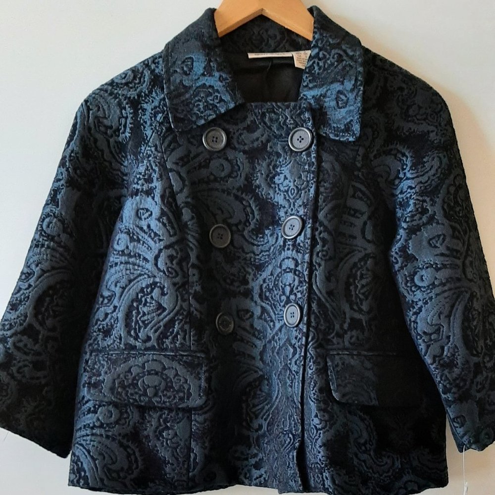 DKNY JEANS Textured Blazer - Blue - Size Small